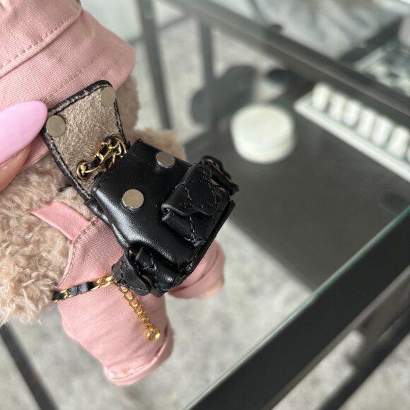 New Labubu Doll Mini Quilted Black Backpack - Picture 3 of 5